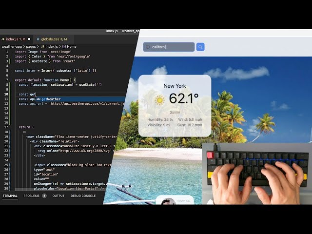 Building A Weather App [ASMR Programming] No Talking: Next JS, Tailwind CSS, and Mechanical Keyboard