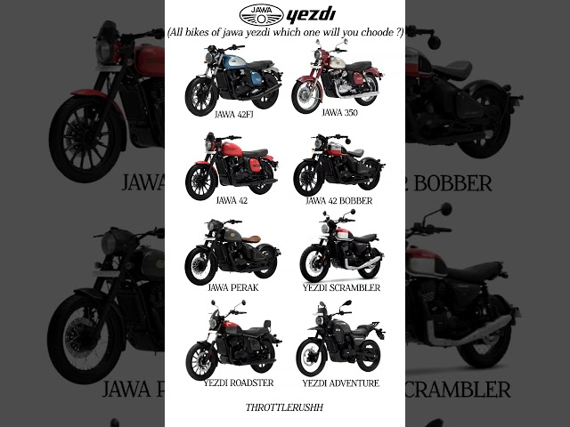 Jawa yezdi bikes lineup prices 2025 #jawa #yezdi #jawa42bobber #jawa42fj #yezdiroadster #classic