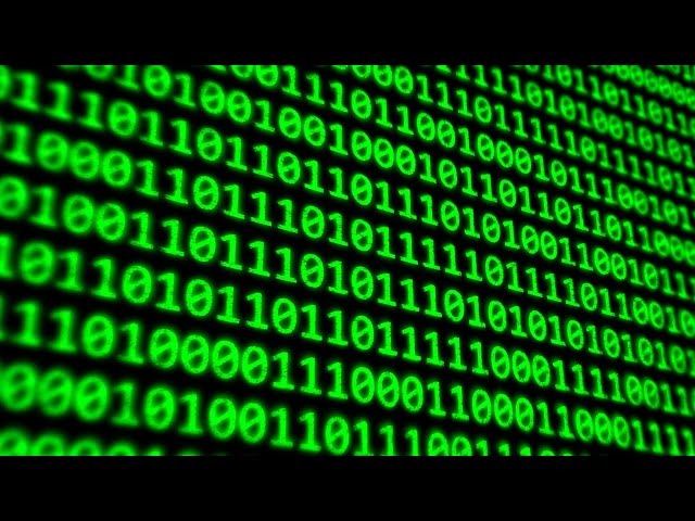Binary Code Program Digits on Dark Computer Monitor Screen 4K DJ Visuals Loop Background