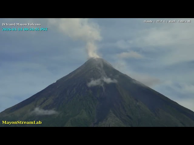Mayon Volcano: 24-Hour Timelapse [60fps Silent] - January 14, 2026