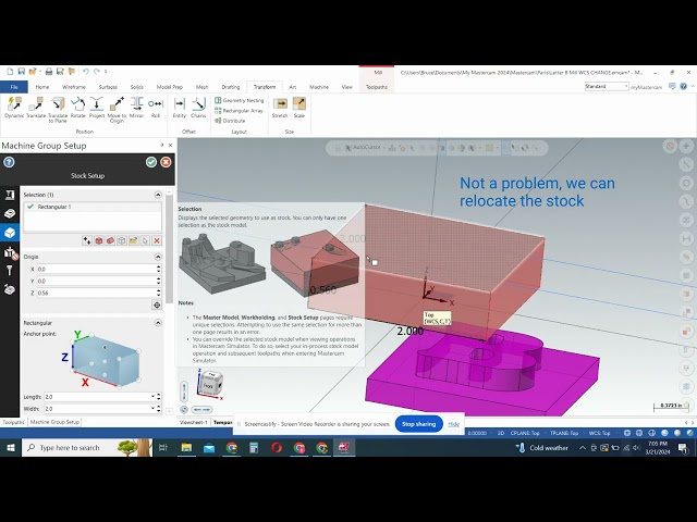 Moving your coordinate system in MasterCAM
