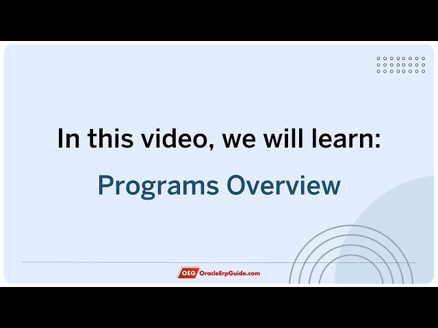 Program Overview - Program Management in Oracle Fusion PPM Cloud