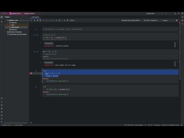 Exception Handling Syntax error vs logical errors