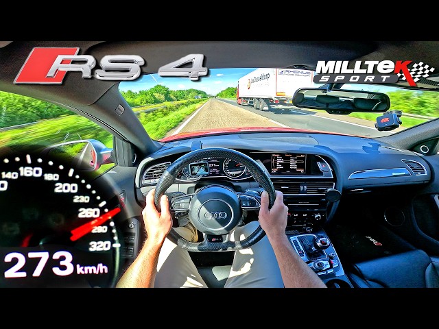 AUDI RS4 B8 4.2 FSI V8 // TOP SPEED on AUTOBAHN with STRAIGHT PIPE
