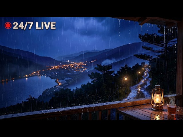 🔴 24/7 Non-Stop Thunderstorm & Rain Ambience for Sleep, Focus | Dark Screen Nature White Noise