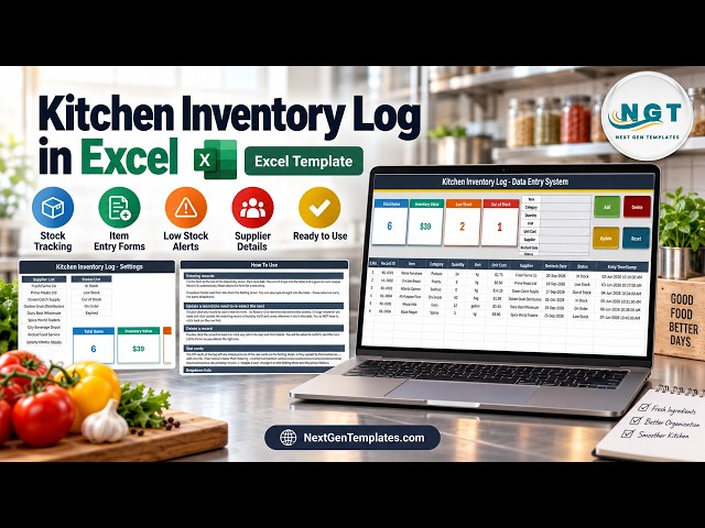 Kitchen Inventory Log Data Entry System in Excel
