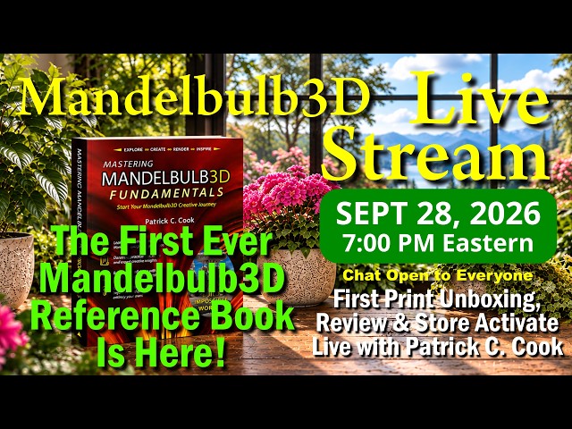 Live unboxing of first print, review & store activation of book Mastering Mandelbulb3D Fundamentals!