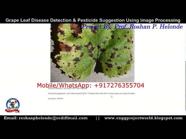 Grapes Plant Disease Detection and Pesticide Suggestion Using Machine Learning | Python Project