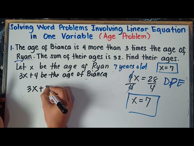 Solving Word Problems Involving Linear Equation in One Variable ( Age Problem ) Grade 8 | Q3 |