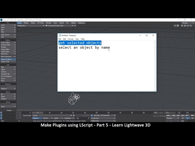 LScript Tutorial | Part 5 - Get Selected Item | How to make plugins for lightwave 3D