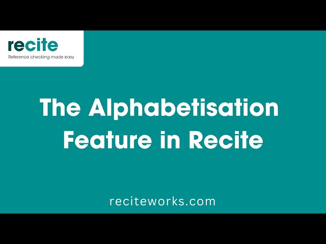 The Alphabetisation Feature in Recite