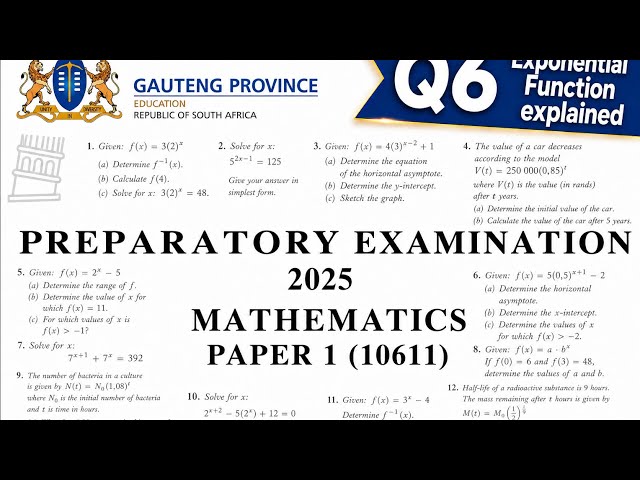 Grade 12 Prelims Revision | Q6 Exponential Function | GP SEPT 2025