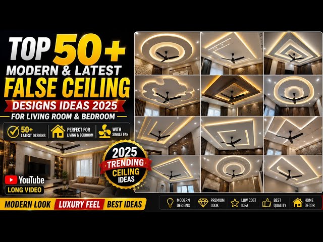 Top 50+ Modern & Latest False Ceiling Designs Ideas 2026 For Living Room & Bedroom with Single Fan