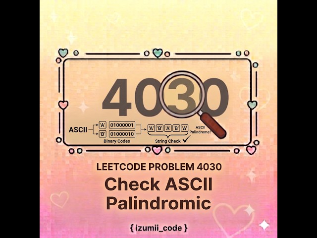 Daily LeetCode Problem #4030 | Check ASCII Palindromic | String + Bit Manipulation | C++