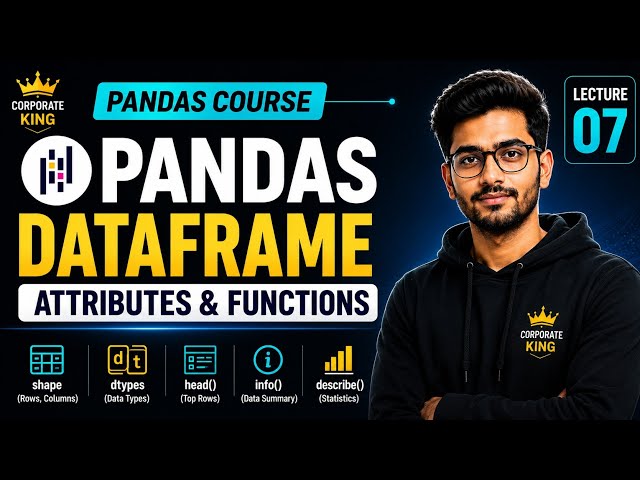 Lecture 7 | Pandas DataFrame Attributes & Functions | Shape, Dtypes, Head, Tail, Info, Describe