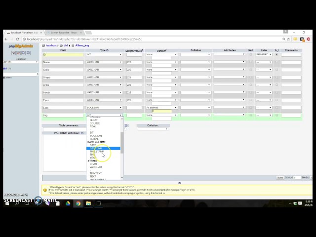 Create A table in PHPmyadmin with an image field