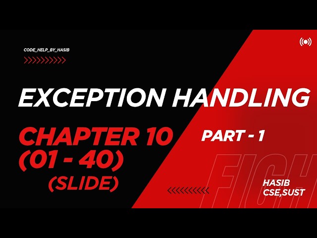 Exception Handling.. Java Chapter 10.. || Java Theory Course..