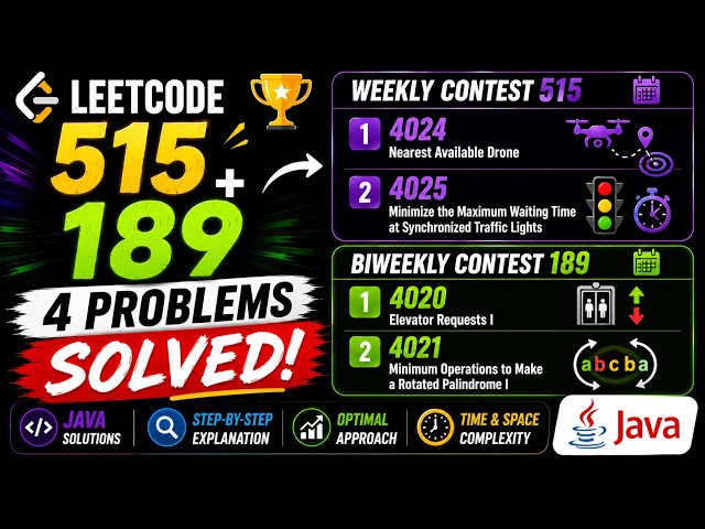 LeetCode Contest Solutions | Weekly 515 + Biweekly 189 #leetcode #dsa