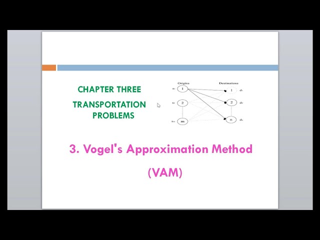 Transportation problem by Vogel's Approximation method (VAM)
