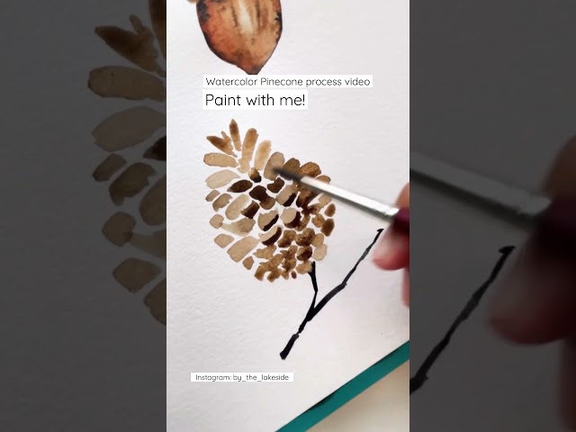 Watercolor pinecone | Watercolor Autumn elements for beginners