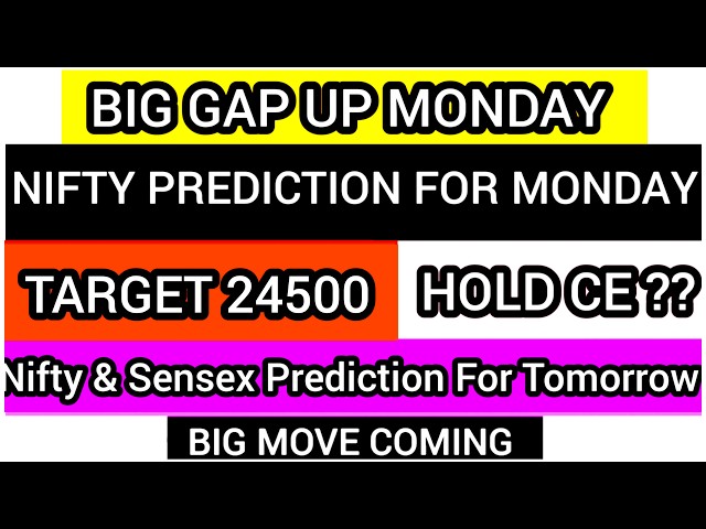 monday market predictio | Nifty Prediction | Sensex prediction | Tomorrow market gap up or  down