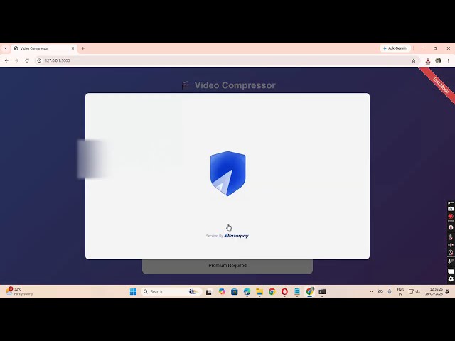 Video Compressor Tool using HTML, CSS AND PYTHON WITH PAYMENT GATEWAY