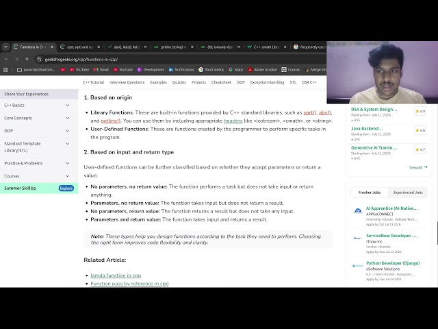 Learning C++ from Scratch | Day 8 | Coding livestream |Functions
