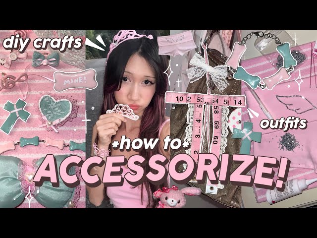 DIY YOUR ACCESSORIES 🎀🪽tiara jewelry, bag charm, hair clips, bedazzled shorts ໒꒱ིྀ༝⁺