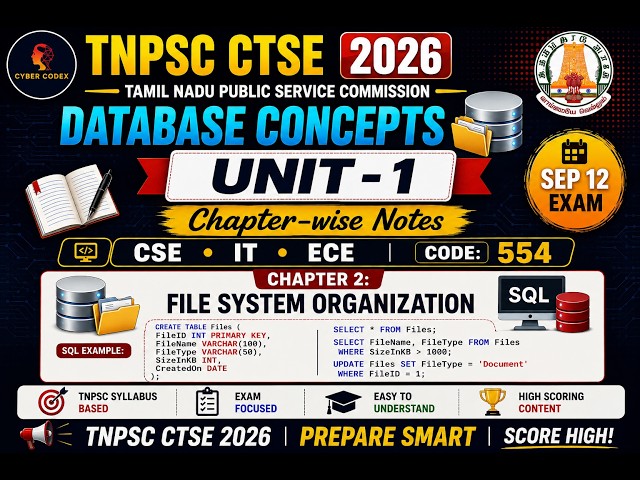 TNPSC CTSE Code 554 | Unit 4 Database Concepts | Chapter 2: File System Organization | CSE ECE IT