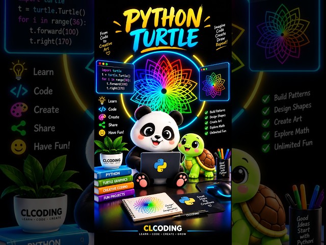 🐼 Python Turtle Magic: Drawing a Panda