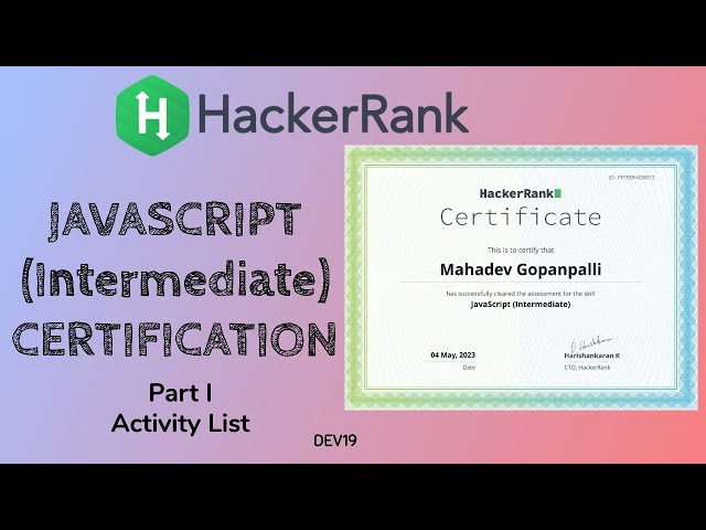 JavaScript (Intermediate) | Activity List Problem | Hackerrank Certifications  #HackerankSolutions
