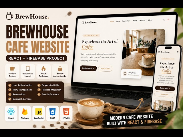 BrewHouse Cafe Website | React JS & Firebase | Full Stack Web Development Project