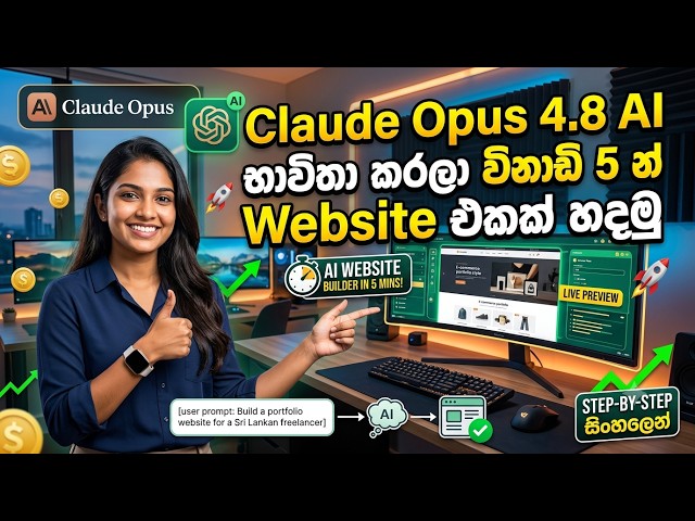 Claude Opus 4 භාවිතයෙන් විනාඩි 5න් Website එකක් හදමු! 🚀🌐 | AI Web Development Sinhala 2026