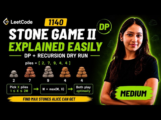 Stone Game II Explained Easily | DP + Recursion Dry Run 🔥