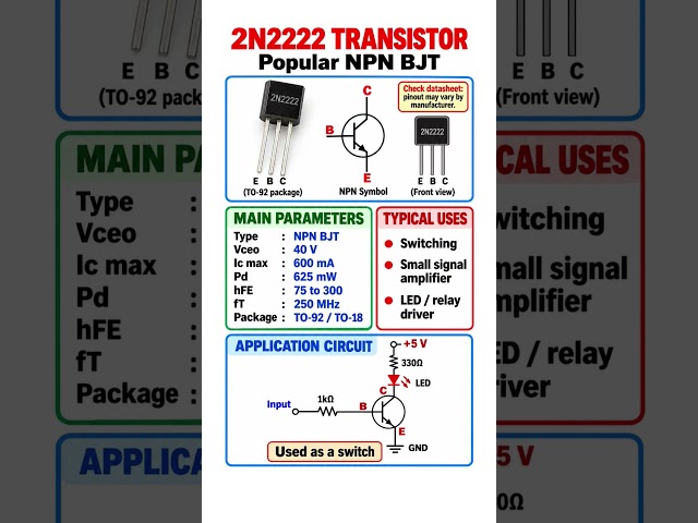 Transistor 2N2222 - popular NPN BJT