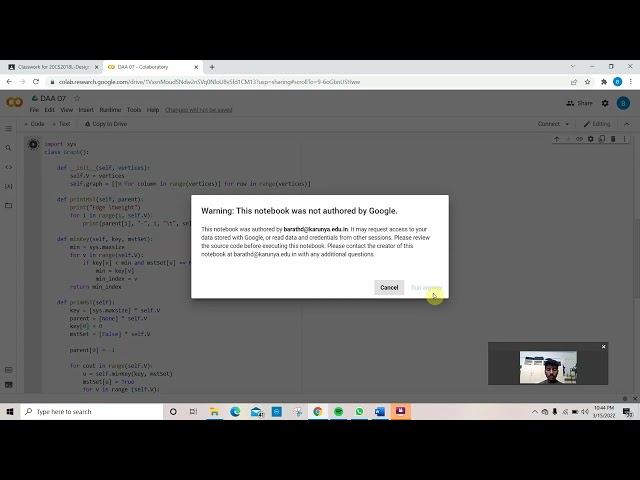 MST using Prim's Algorithm