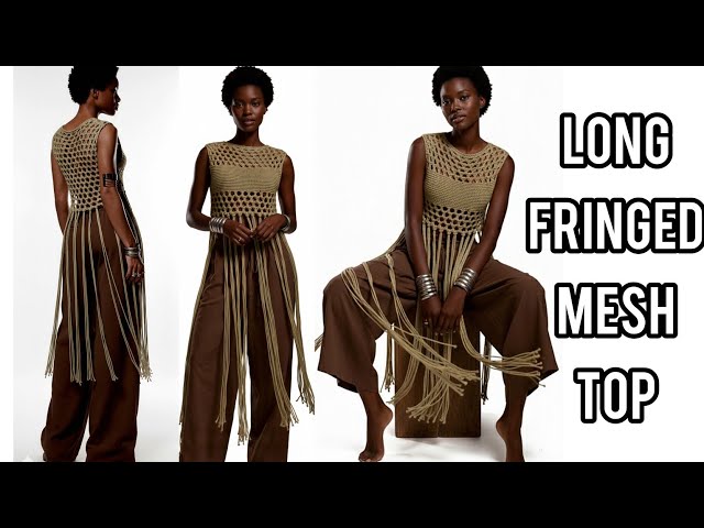[Tutorial] How to Crochet a Long Fringed Mesh Top- C_Clean Crochê