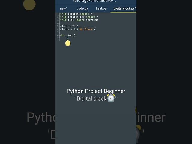 Digital Clock in python | Tkinter | Python Beginner project #python #shorts #project #coding