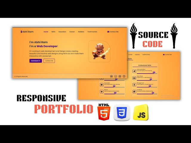 How to Create a Responsive Portfolio website design using html css JavaScript Beginners to Advanced