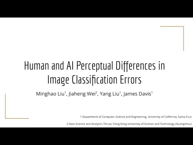 [AAAI 25 presentation pre-record]Human and AI Perceptual Differences in Image Classification Errors