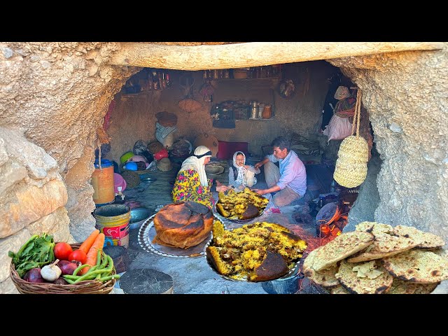 Villager Life IRAN: Baking Bread, SHAH PILAF & Pumpkin Dessert