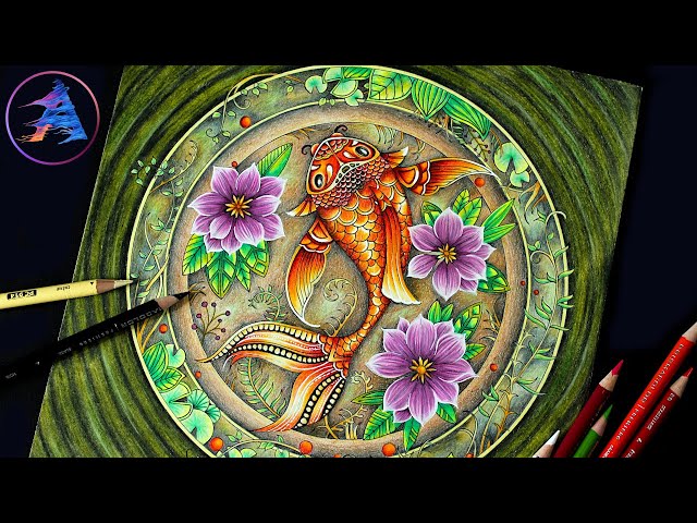 Speed Coloring "Fish" | WORLD OF FLOWERS by Johanna Basford | With Prismacolor colored pencils