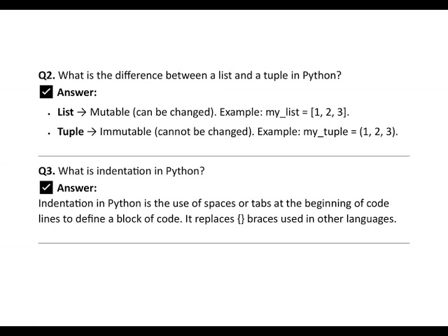 MCQ questions and answer for Python programming language