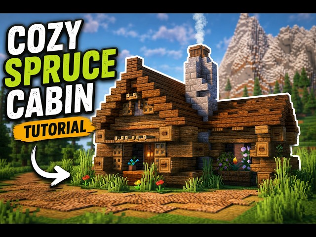 Minecraft Cozy Spruce Cabin Tutorial | Easy Survival House
