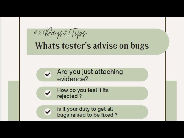 Tester's advice for software bugs