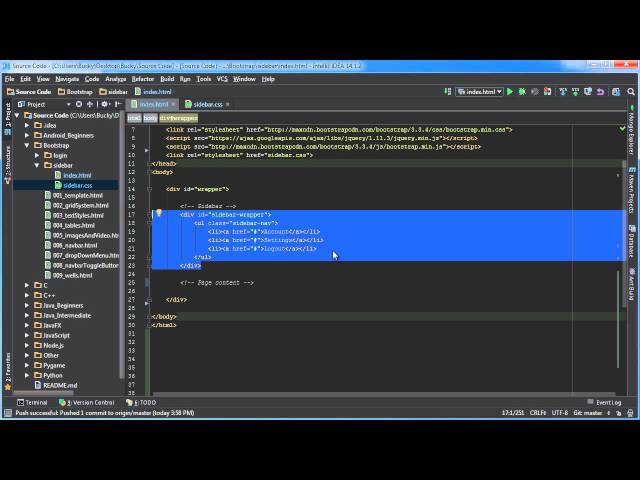 Bootstrap Tutorial for Beginners - 10 - Sidebar Menu