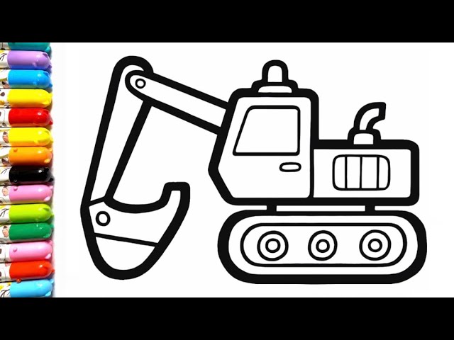 Let's Learn How to Draw, Paint Excavator | Coloring, Drawing, Painting Tips for Kids & Toddlers 