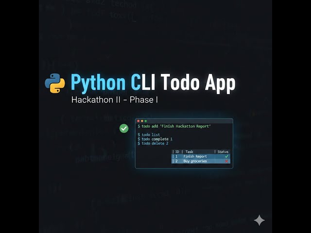 Python CLI Todo App | Hackathon II – Phase I | Spec-Driven Development | CRUD + Tests