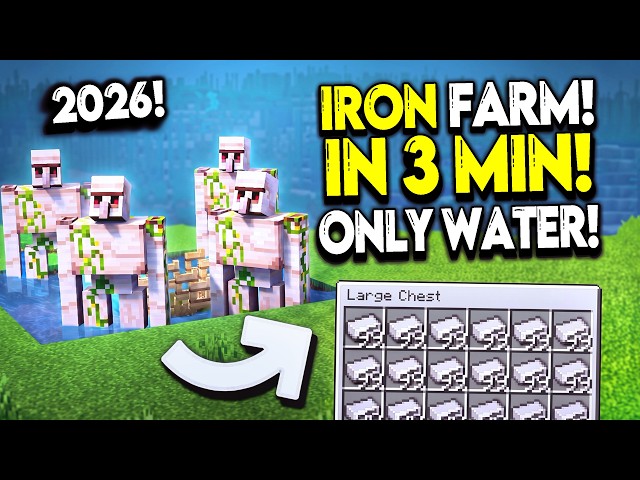 +1200 in 180 Seconds! BEST IRON Farm in Minecraft 1.21/26.3+