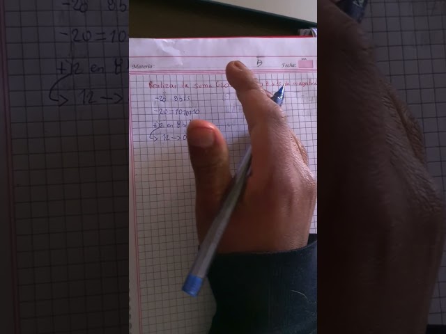 suma de (–20) + (+12) con ocho bits de magnitud